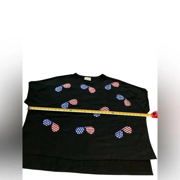 Fantastic Fawn patriotic sequin sunnies graphic tee oversized L - Picture 9 of 11